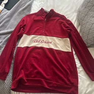 Red and Cream Quarter-Zip Pullover. Mens XL